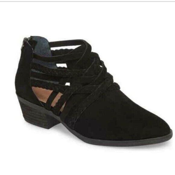 Caslon Liam NWOB Women's Black Braided Suede Leather Ankle Booties 10 - Picture 1 of 7